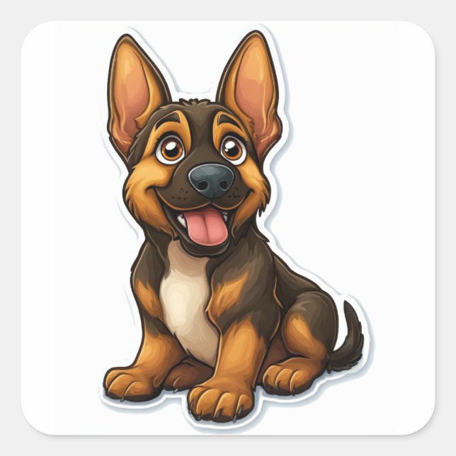 German Shepard Puppy Square Sticker (Front)