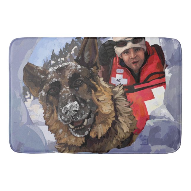German Shepard Search and Rescue in the Snow Bath Mat (Front)