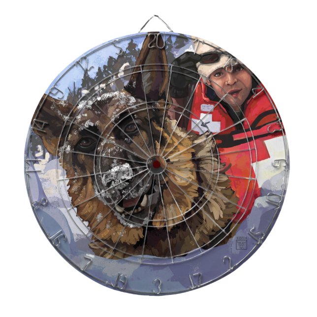 German Shepard Search and Rescue in the Snow Dartboard (Front)