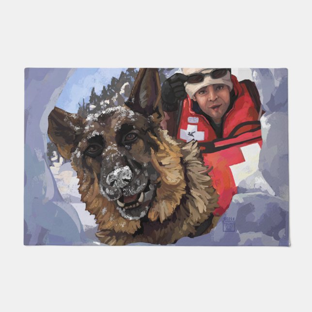 German Shepard Search and Rescue in the Snow Doormat (Front)