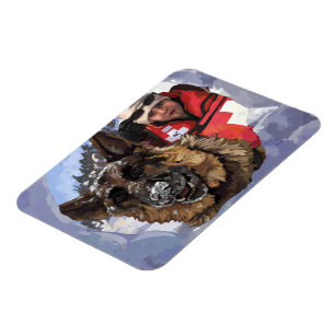 German Shepard Search and Rescue in the Snow Magnet