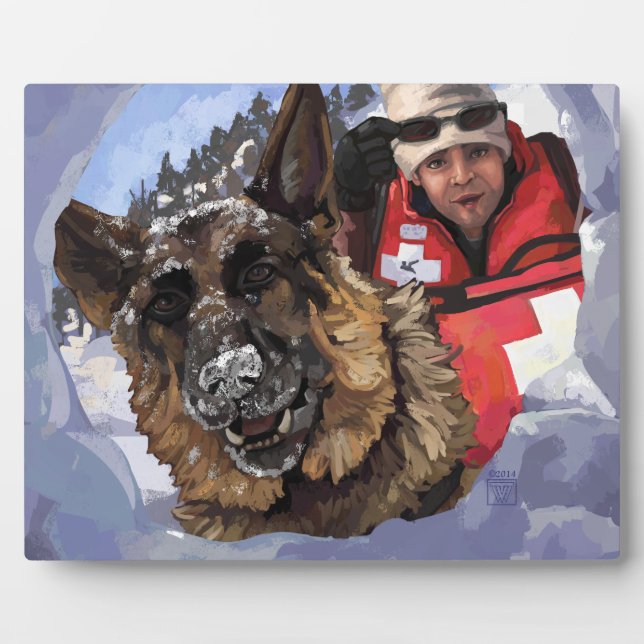 German Shepard Search and Rescue in the Snow Plaque (Front)