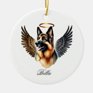 German Shepard Tan & Black Memorial Ceramic Tree Decoration