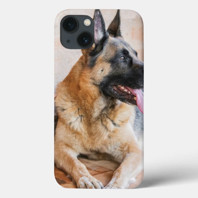 German Sheperd Resting By Water Basin Case-Mate iPhone Case (Back)