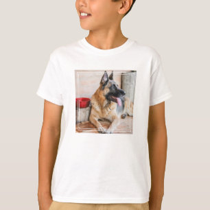 German Sheperd Resting By Water Basin T-Shirt