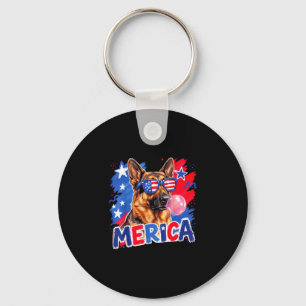 German shephard dog bubblegum 4th of july american key ring