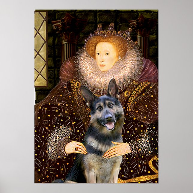 German Shepherd 10    -  Queen Elizaabeth Poster (Front)