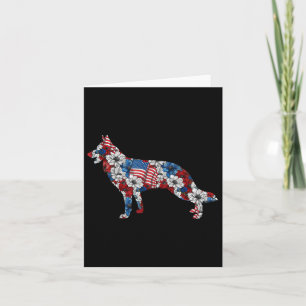 German Shepherd 4th Of July Flower American Flag P Card