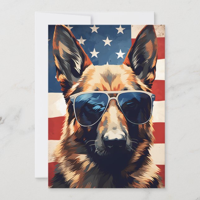 German Shepherd 4th of July Independence day Holiday Card (Front)