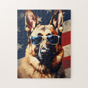 German Shepherd 4th of July Independence day Jigsaw Puzzle