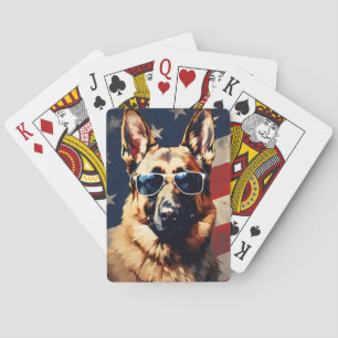 German Shepherd 4th of July Independence day Playing Cards