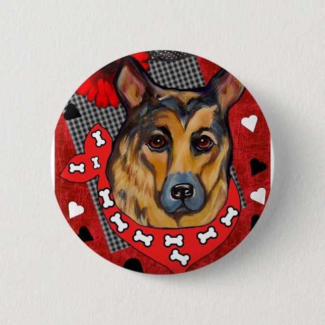 GERMAN SHEPHERD 6 CM ROUND BADGE (Front)