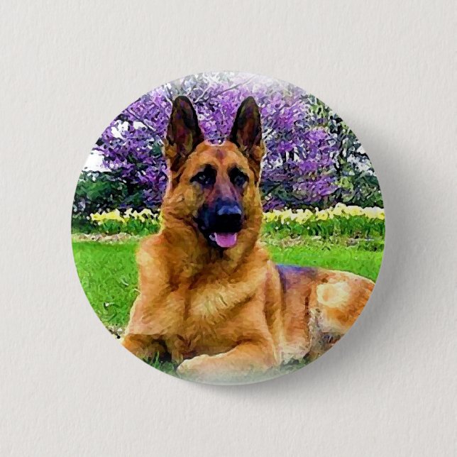 German Shepherd 6 Cm Round Badge (Front)