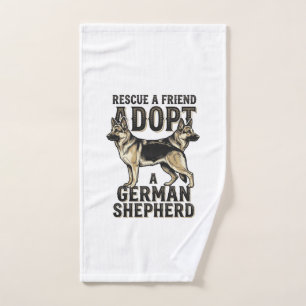 German Shepherd Adoption Vintage Rescue Dog Shirt Hand Towel
