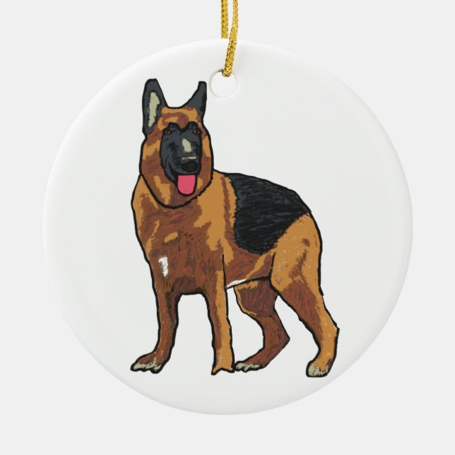 German Shepherd Alsatian Ceramic Tree Decoration (Front)