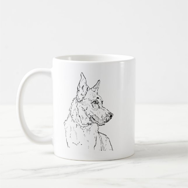 German Shepherd Alsatian Dog Art Coffee Mug (Left)