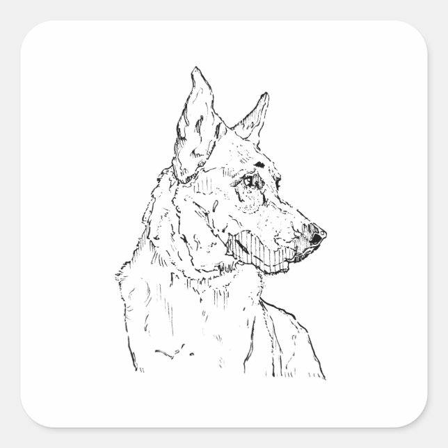 German Shepherd Alsatian Dog Art Square Sticker (Front)