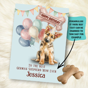 German Shepherd (Alsatian) Dog Mom/Dad Birthday  Card