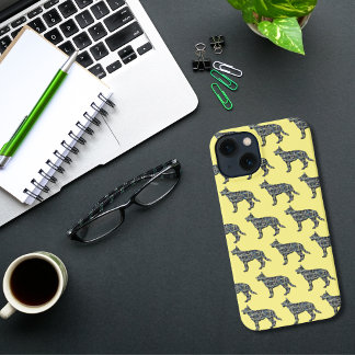 German Shepherd Alsatian Dog Silhouette Grid White iPhone 13 Case