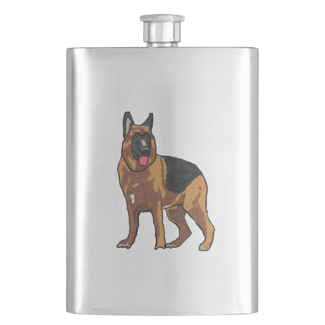 German Shepherd Alsatian Hip Flask (Front)
