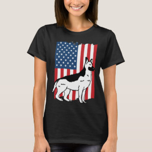 German Shepherd American Flag 142 T-Shirt