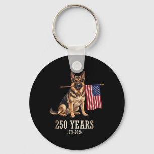German Shepherd American Flag 250 Years Patriotic Key Ring