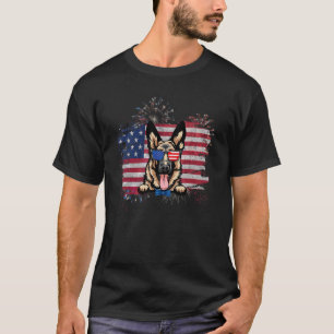 German Shepherd American Flag 4th Of July Usa Patr T-Shirt