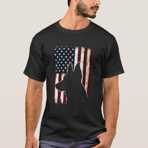 German Shepherd American Flag Dog T-Shirt