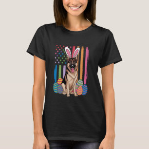 German Shepherd American Flag Easter Eggs Bunny Ea T-Shirt
