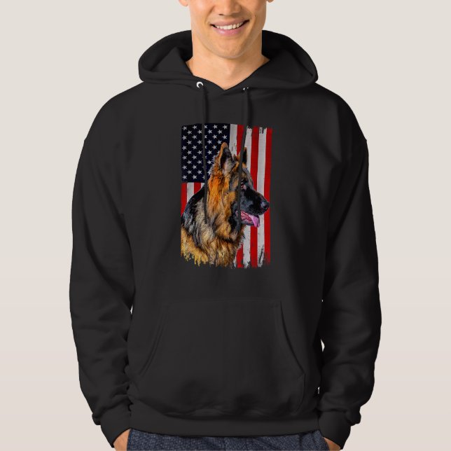 German Shepherd American Flag German Shepherd Hoodie (Front)