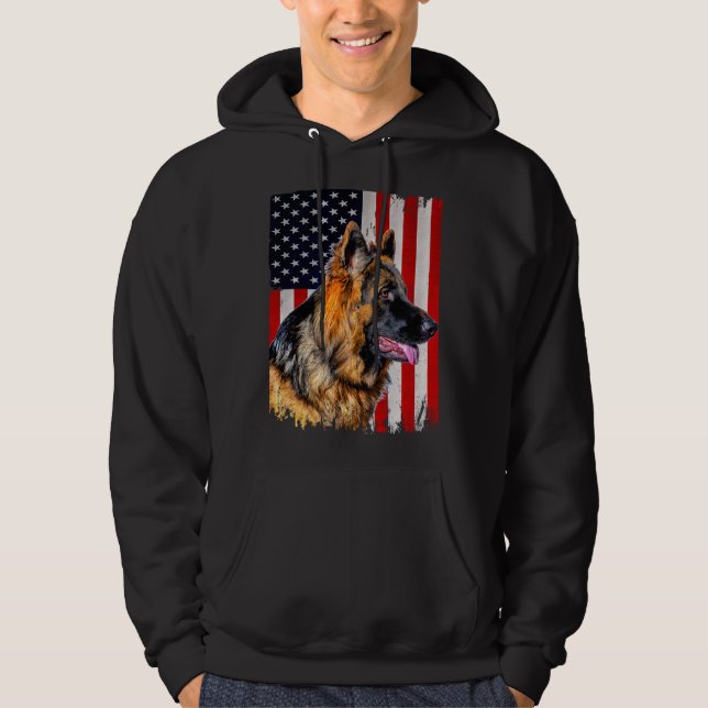 German Shepherd American Flag German Shepherd Hoodie (Front)