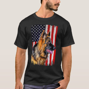 German Shepherd American Flag German Shepherd T-Shirt