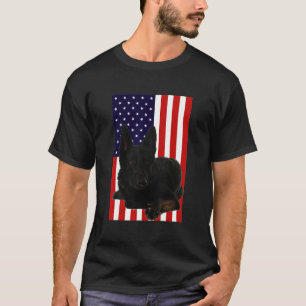 German Shepherd American Flag  Patriotic Dog T-Shirt
