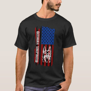 German Shepherd American Flag Protective Dog T-Shirt