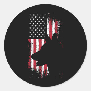 German Shepherd American Flag Shirt Usa Patriotic  Classic Round Sticker