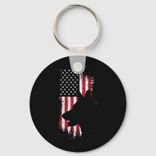 German Shepherd American Flag Shirt Usa Patriotic  Key Ring