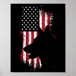 German Shepherd American Flag Shirt Usa Patriotic Poster