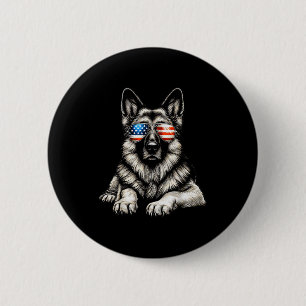 German Shepherd American Flag Sungles Patriotic 6 Cm Round Badge