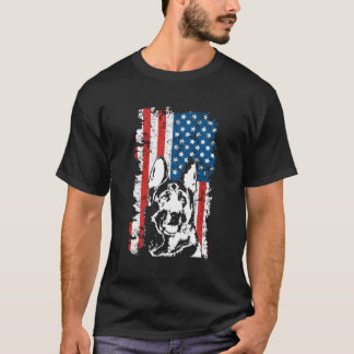 German Shepherd American Flag T-Shirt
