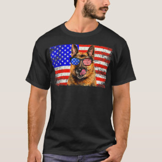 German Shepherd American Flag USA Awesome T-Shirt