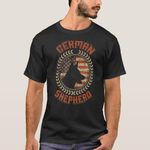 German Shepherd American Flag  Usa Patriotic Dog   T-Shirt