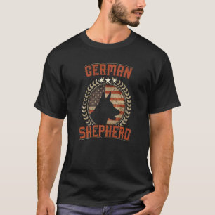 German Shepherd American Flag  Usa Patriotic Dog T-Shirt