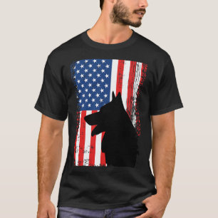 German Shepherd American Flag Usa Patriotic T-Shirt