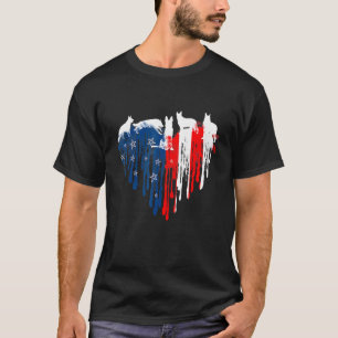 German Shepherd American Heart Flag Dog 4th Of Jul T-Shirt