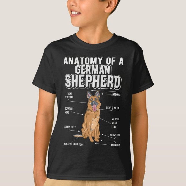 German Shepherd Anatomy Funny Dog T-Shirt (Front)