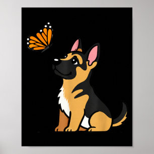 German Shepherd And Butterfly Cute Dog Butterfly Poster
