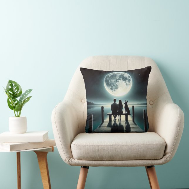 German Shepherd and Couple On a Dock Cushion (Chair)