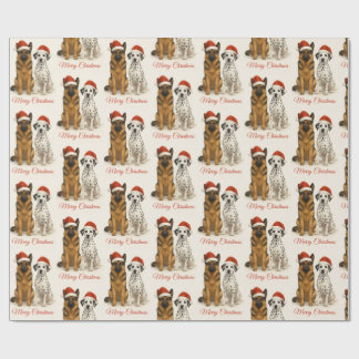 German Shepherd and Dalmatian with Santa hats Wrapping Paper