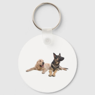 german shepherd and golden retriever key ring