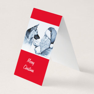 German Shepherd and Santa Claus